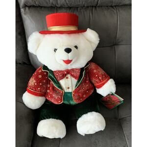 2003 Dan Dee Snowflake Teddy Bear Christmas Holiday White Stuffed Plush 18"